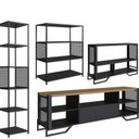 Ver imagem 2 de Sala de Estar Completa com 4 Itens Rack Tv 60 Polegadas, Estante, Aparador e Estante Alta Telada Preto