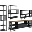 Ver imagem 2 de Sala de Estar Completa com 4 Itens Rack Tv 60 Polegadas, Estante, Aparador e Estante Alta Telada