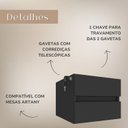 Ver imagem 5 de Escrivaninha Mesa Escritório em L Diretor com Y37 5 Gavetas 180cm Nogal e Preto Marrom Artany