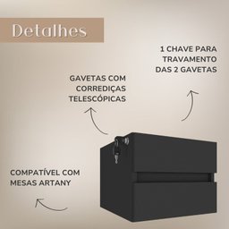 Escrivaninha Mesa Escritório em L Diretor com Y37 5 Gavetas 180cm Nogal E Preto - 17
