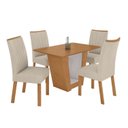 Ver imagem 3 de Conjunto Sala de Jantar 4 Lugares Retangular Tampo MDF Mesa e Cadeiras Apogeu Marrom Amêndoa /Off White/ Creme
