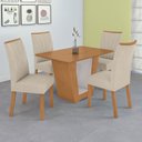 Ver imagem 1 de Conjunto Sala de Jantar 4 Lugares Retangular Tampo MDF Mesa e Cadeiras Apogeu Marrom Amêndoa /Off White/ Creme