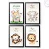 Quadro Decorativo Infantil safari com nome bege com vidro:Branco - 2