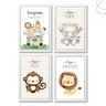 Quadro Decorativo Infantil safari com nome bege com vidro:Branco - 1