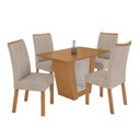 Ver imagem 3 de Conjunto Sala de Jantar 4 Lugares Retangular Tampo MDF Mesa e Cadeiras Apogeu Marrom Amêndoa /Off White/Bege
