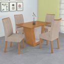 Ver imagem 1 de Conjunto Sala de Jantar 4 Lugares Retangular Tampo MDF Mesa e Cadeiras Apogeu Marrom Amêndoa /Off White/Bege