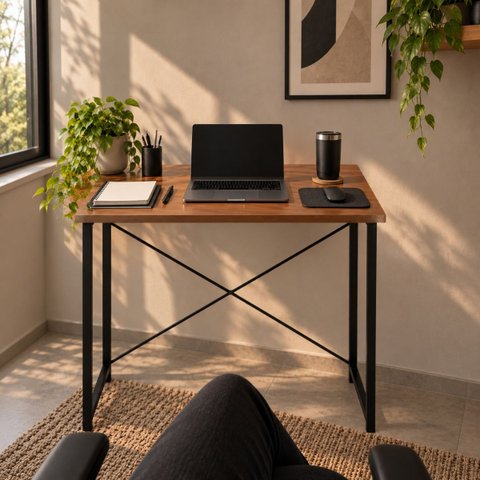 Mesa Dora Escrivaninha Preto/Imbuia Compacta 76x45cm