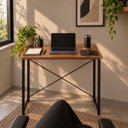 Ver imagem 1 de Mesa Dora Escrivaninha Preto/Imbuia Compacta 76x45cm
