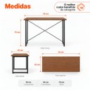 Ver imagem 4 de Mesa Dora Escrivaninha Preto/Imbuia Compacta 76x45cm
