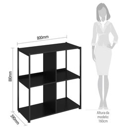 Estante Livreiro Baixa 80cm Estilo Industrial Use G04 Preto - Mpozenato - 4