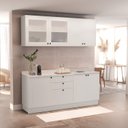 Ver imagem 1 de Cozinha Compacta Modulada 7 Portas 3 Gavetas 100% MDF 1 Tampo Sevilha Branco/Artico