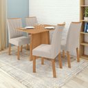 Ver imagem 1 de Conjunto Sala de Jantar 4 Lugares Retangular Tampo MDF no Glass Mesa Celebrare com Cadeiras Apogeu Marrom Amêndoa/Creme