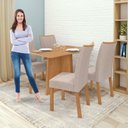 Ver imagem 6 de Conjunto Sala de Jantar 4 Lugares Retangular Tampo MDF no Glass Mesa Celebrare com Cadeiras Apogeu Marrom Amêndoa /Bege