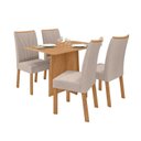 Ver imagem 3 de Conjunto Sala de Jantar 4 Lugares Retangular Tampo MDF no Glass Mesa Celebrare com Cadeiras Apogeu Marrom Amêndoa /Bege