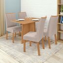 Ver imagem 1 de Conjunto Sala de Jantar 4 Lugares Retangular Tampo MDF no Glass Mesa Celebrare com Cadeiras Apogeu Marrom Amêndoa /Bege