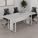 Ver imagem 1 de Mesa Reunião Industrial 200 cm X 90 cm para 8 Pessoas com 1 Caixa de Tomadas F5 Office Cor:Cinza