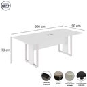 Ver imagem 3 de Mesa Reunião Industrial 200 cm X 90 cm para 8 Pessoas com 1 Caixa de Tomadas F5 Office Cor:Cinza