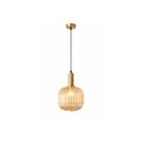 Ver imagem 2 de Pendente Prisma Metal e Vidro Canelado Dourado/ambar 30*20 Cm E27 Aurora Sku: Pnd-prs-amb