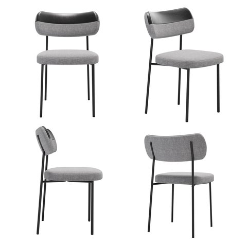 Kit 4 Cadeiras para Sala de Jantar Mila Linho Cinza/preto - Infanti Mobili