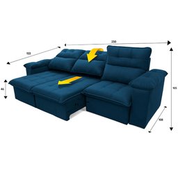 Sofá Retrátil Reclinável Verona 2,30m Suede Velut Molas Ensacadas - King House - 3
