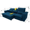 Ver imagem 3 de Sofá Retrátil Reclinável Verona 2,30m Suede Velut Molas Ensacadas - King House