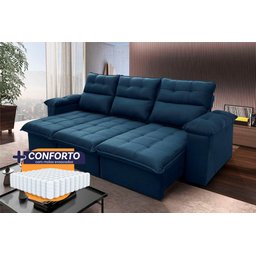 Sofá Retrátil Reclinável Verona 2,30m Suede Velut Molas Ensacadas - King House - 1