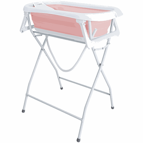 Banheira de Bebe Compacta Dobravel com Suporte Kiddo Flex Rosa