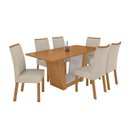 Ver imagem 3 de Conjunto Sala de Jantar 6 Lugares Retangular Tampo MDF Mesa e Cadeiras Apogeu Marrom Amêndoa /Off White/ Creme