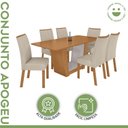 Ver mais imagens de Conjunto Sala de Jantar 6 Lugares Retangular Tampo MDF Mesa e Cadeiras Apogeu Marrom Amêndoa /Off White/ Creme