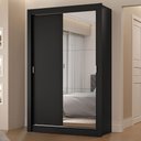 Ver imagem 1 de Guarda-roupa Solteiro 2 Portas de Correr com Espelho 2 Gavetas Preto Vivare Madesa Preto