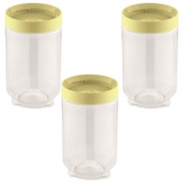 3 Pote Porta Mantimento C/Tampa de Rosquear 900ML Amarelo UZ - 1 3 Pote Porta Mantimento C/Tampa de Rosquear 900ML Amarelo UZ - 1