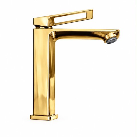 Torneira Doha Dourada Baixa Aço Inox 304 Premium Goldenx