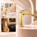 Ver imagem 1 de Torneira Doha Dourada Baixa Aço Inox 304 Premium Goldenx