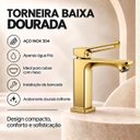 Ver imagem 4 de Torneira Doha Dourada Baixa Aço Inox 304 Premium Goldenx