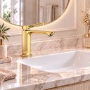 Ver imagem 5 de Torneira Doha Dourada Baixa Aço Inox 304 Premium Goldenx