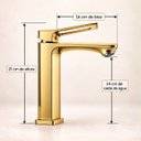 Ver imagem 6 de Torneira Doha Dourada Baixa Aço Inox 304 Premium Goldenx