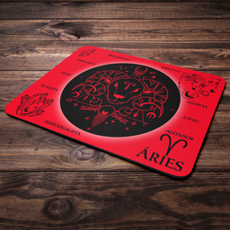 Mouse Pad Signos - Áries - Dark Red - 22x18 - 2
