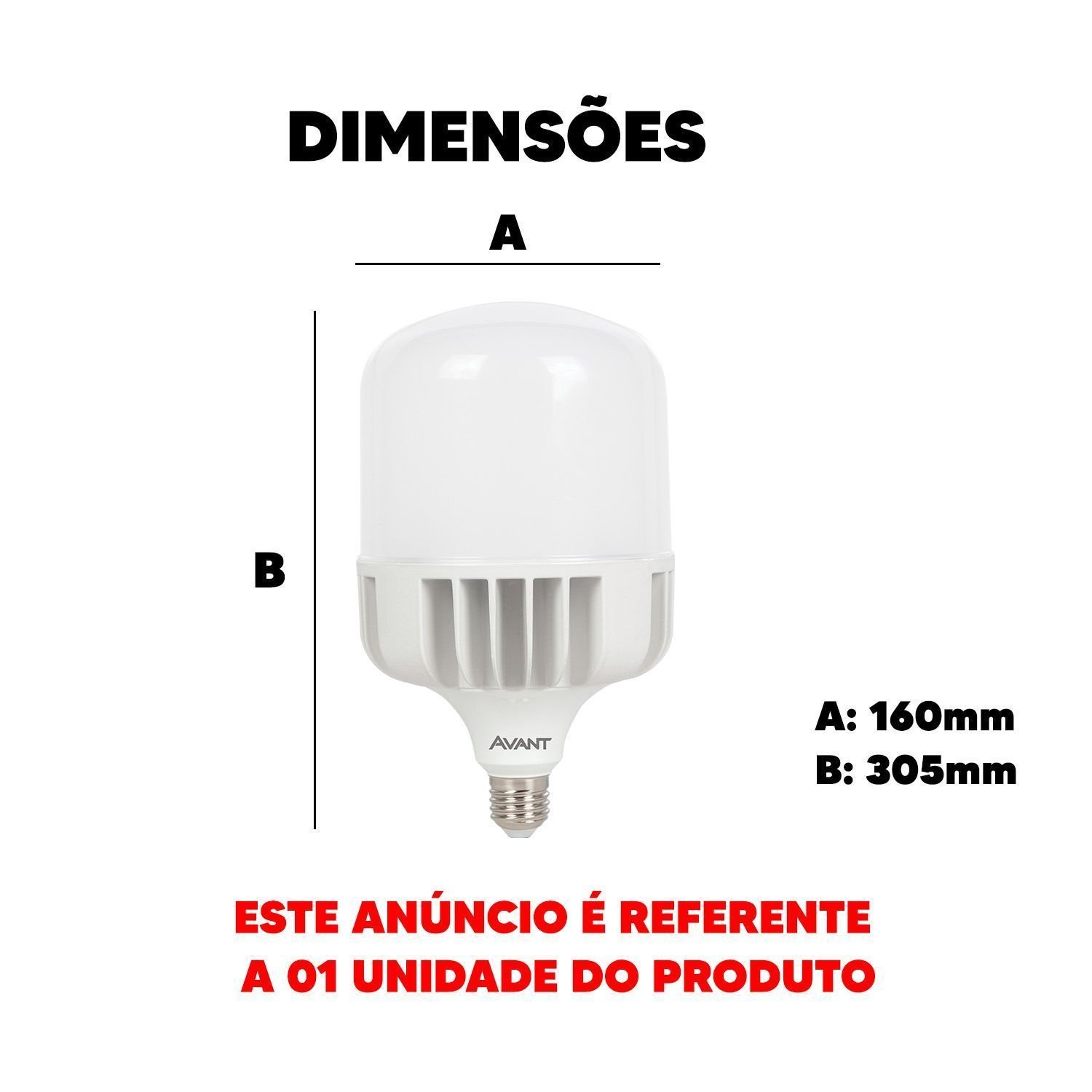 Lâmpada Led Bulbo Alta Potência 200w E40 15000 Lumens Branco Frio 6500k Bivolt - Avant 789051372 - 4