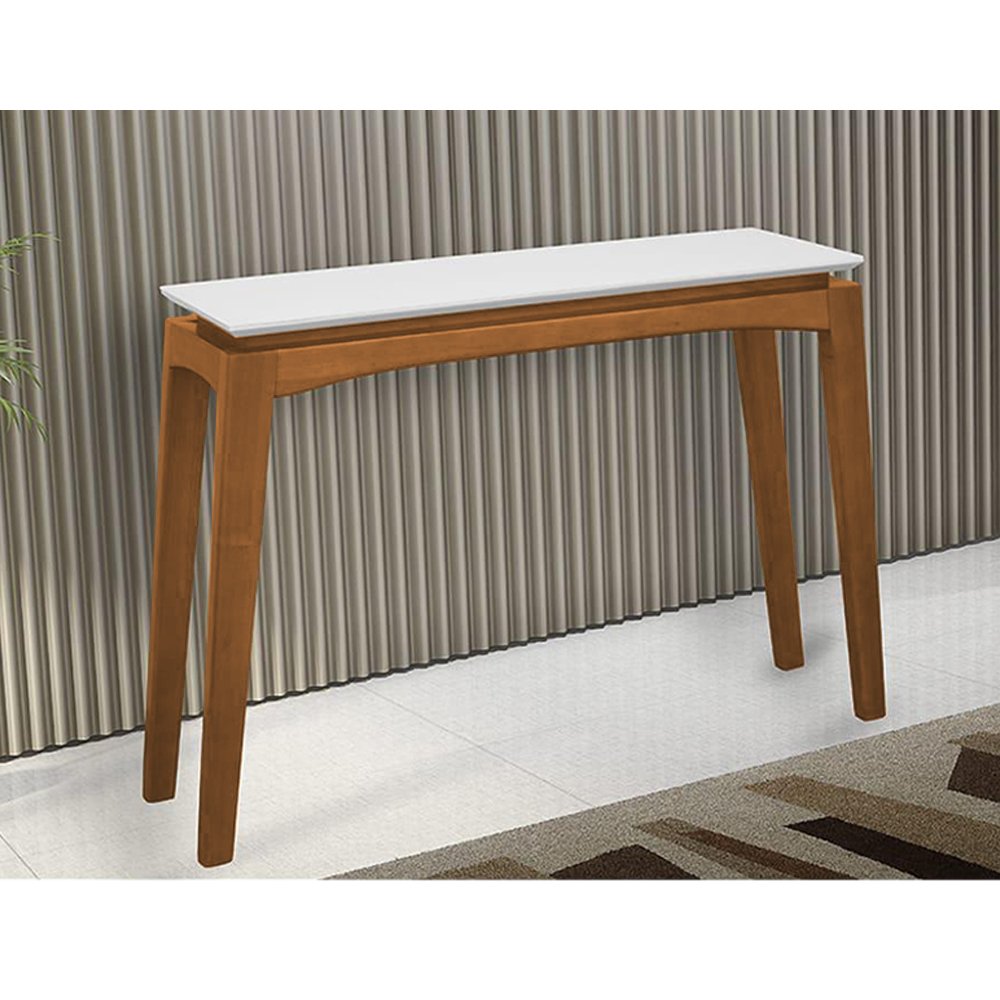 Aparador de Sala Tampo com Vidro 110x38,5cm Helena Off White Ideal Móveis Cerejeira