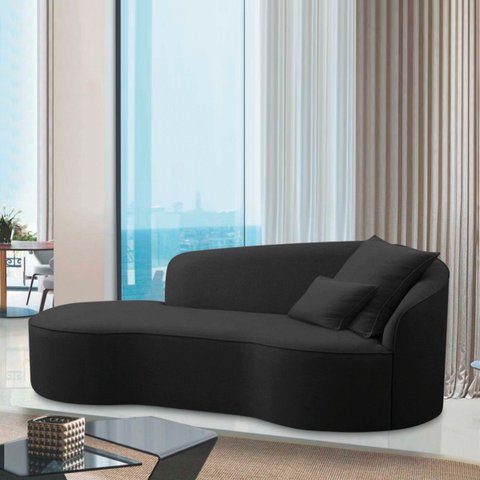 Divã Recamier Curvo Sala de Estar Recepção Inglaterra 250cm Lado Esquerdo Bouclé