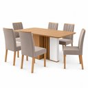Ver imagem 3 de Conjunto Sala de Jantar 6 Lugares Retangular Tampo MDF no Glass Mesa Astrid com Cadeiras Apogeu Marrom Amêndoa /Off White/Creme