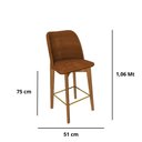 Ver imagem 5 de Kit 3 Banquetas Berlim Assento Tecido Base Fixa Madeira Altura 75 cm Marrom Cozinha