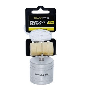 Prumo Parede 500g em Aço Corda Nylon Taco Madeira Tradestar