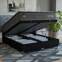 Ver imagem 1 de Cama Box Baú Queen + Colchão Comfort Class Pillow Top Cinza/suede Preto