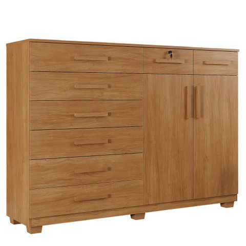 Cômoda com Chave 2 Portas 8 Gavetas New Triunfo Cinamomo Benetil