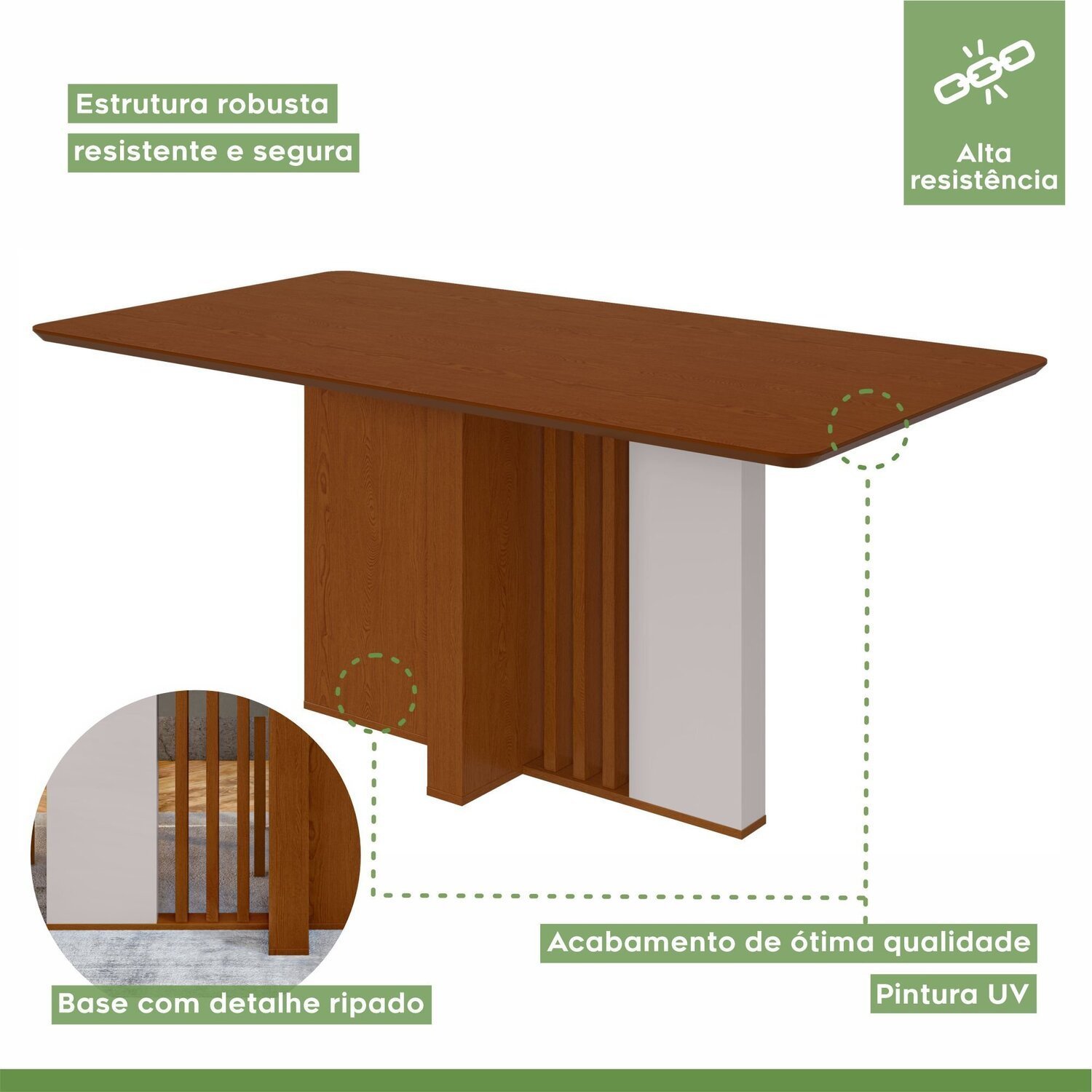 Conjunto Mesa 170cm Astrid Tampo Mdf no Glass e 6 Cadeiras Apogeu - 12