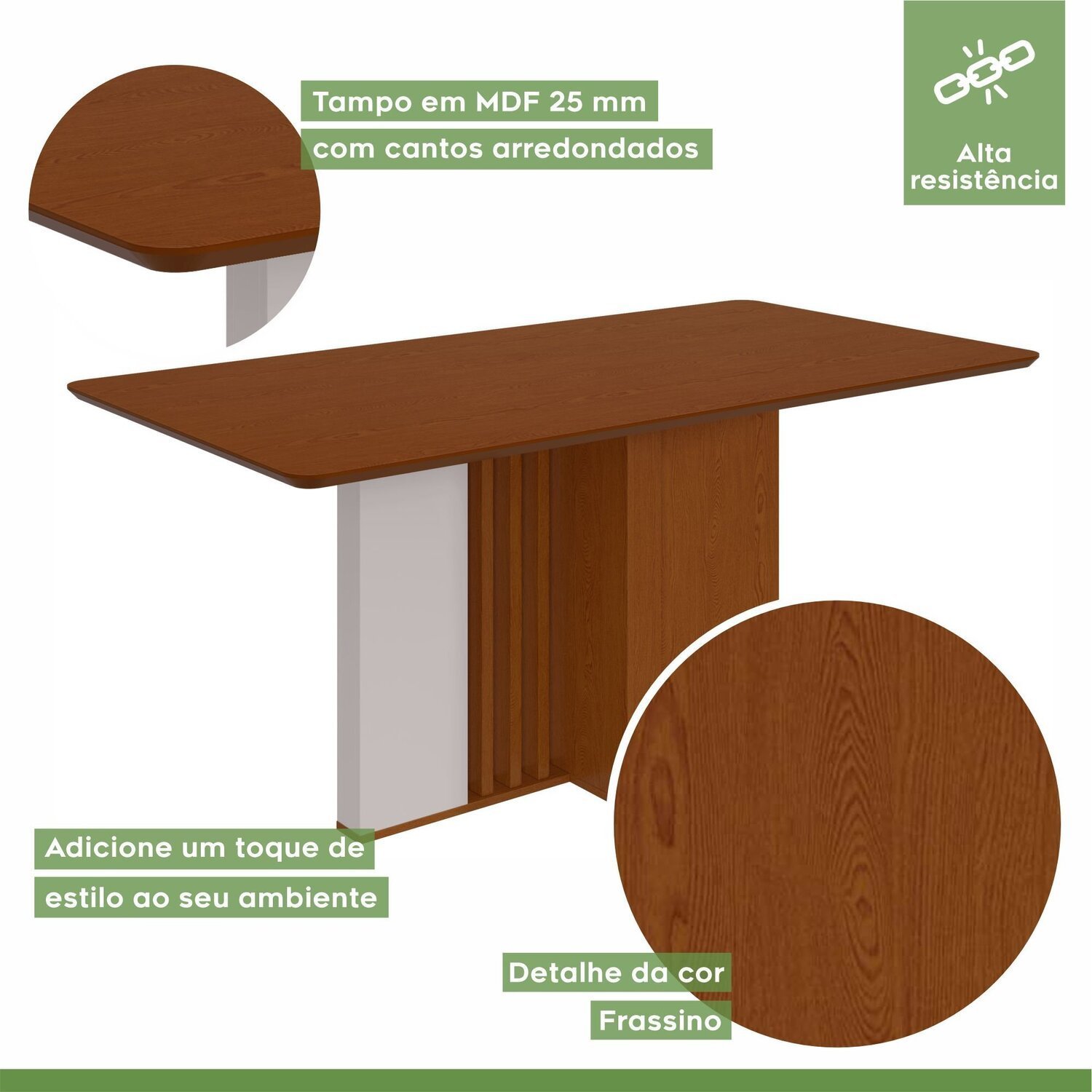 Conjunto Mesa 170cm Astrid Tampo Mdf no Glass e 6 Cadeiras Apogeu - 11