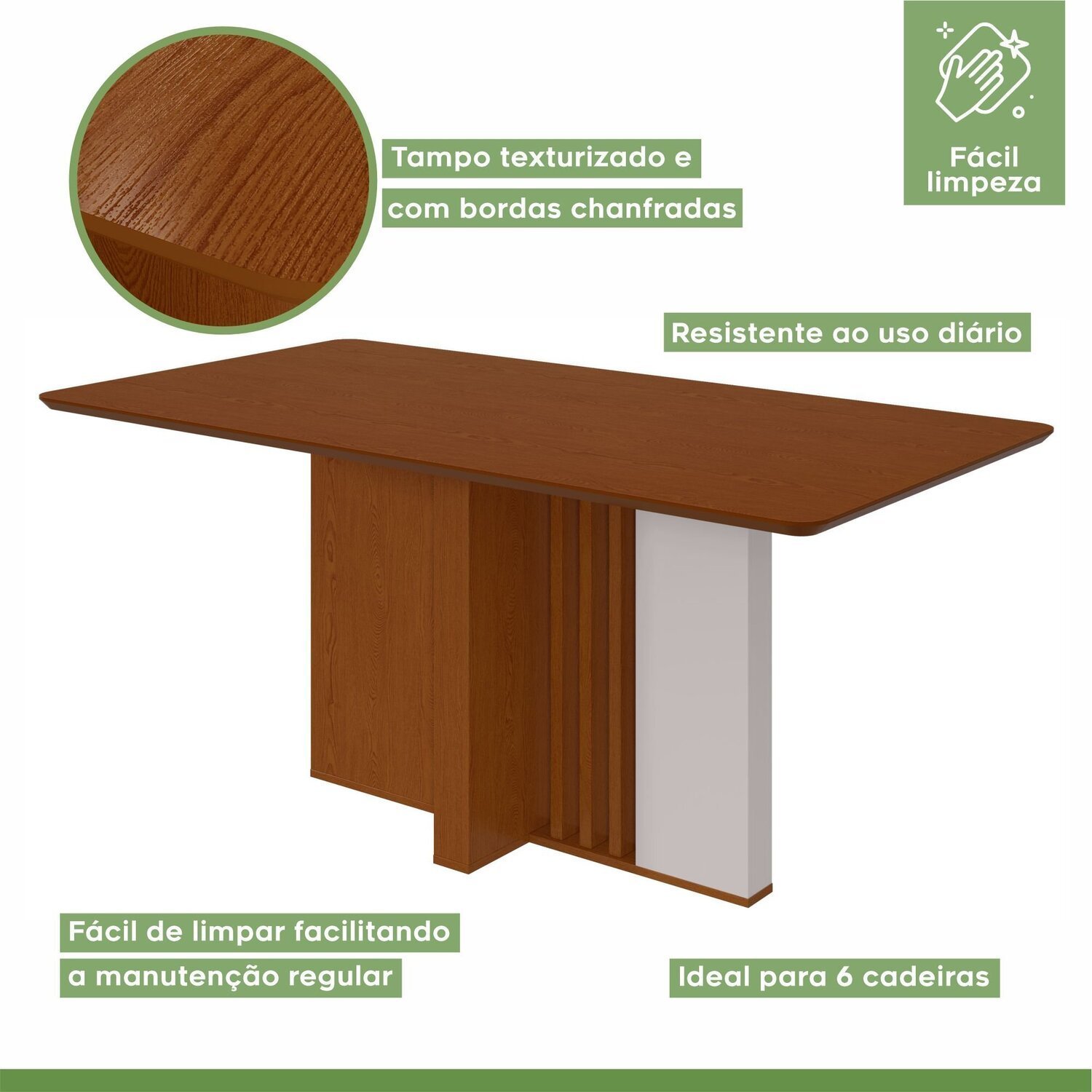 Conjunto Mesa 170cm Astrid Tampo Mdf no Glass e 6 Cadeiras Apogeu - 13