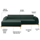 Ver imagem 5 de Sofá 255cm 4 Lugares Chaise Esquerdo Pés Gold C-117 Verde