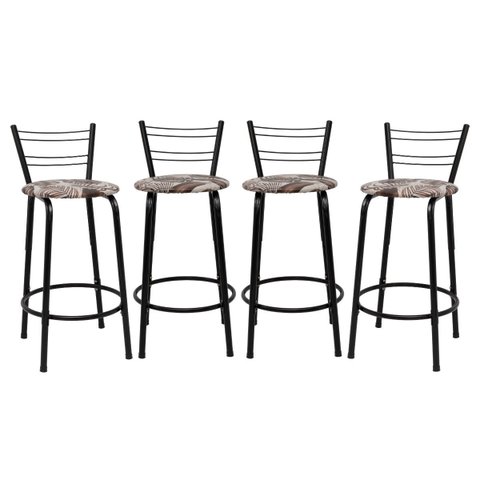 Kit 4 Banquetas para Bancada Flórida Preta 60cm Cozinha Gourmet Balcão Ilha Piscina Área de Lazer
